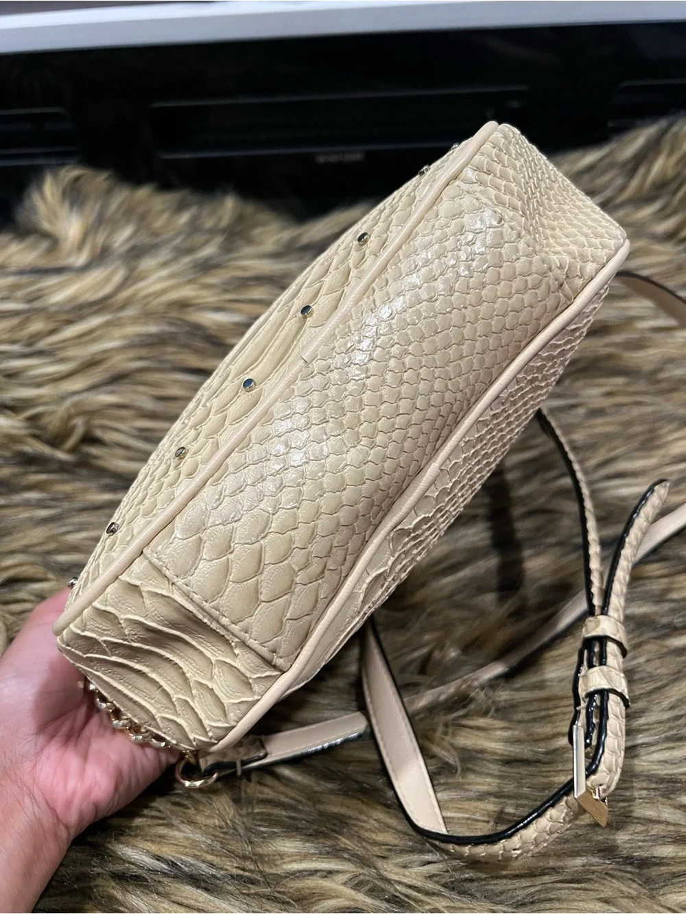Victoria’s secret Beige Python-Embossed Crossbody Bag